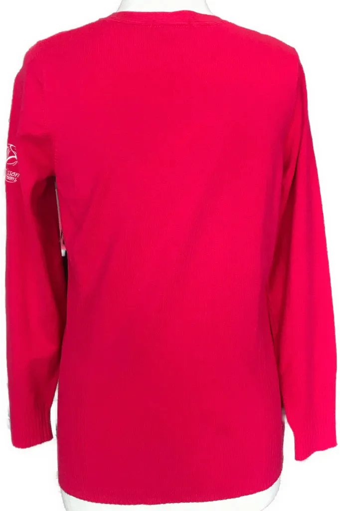 Antigua Pink Knit V-neck Sweater Top Size L