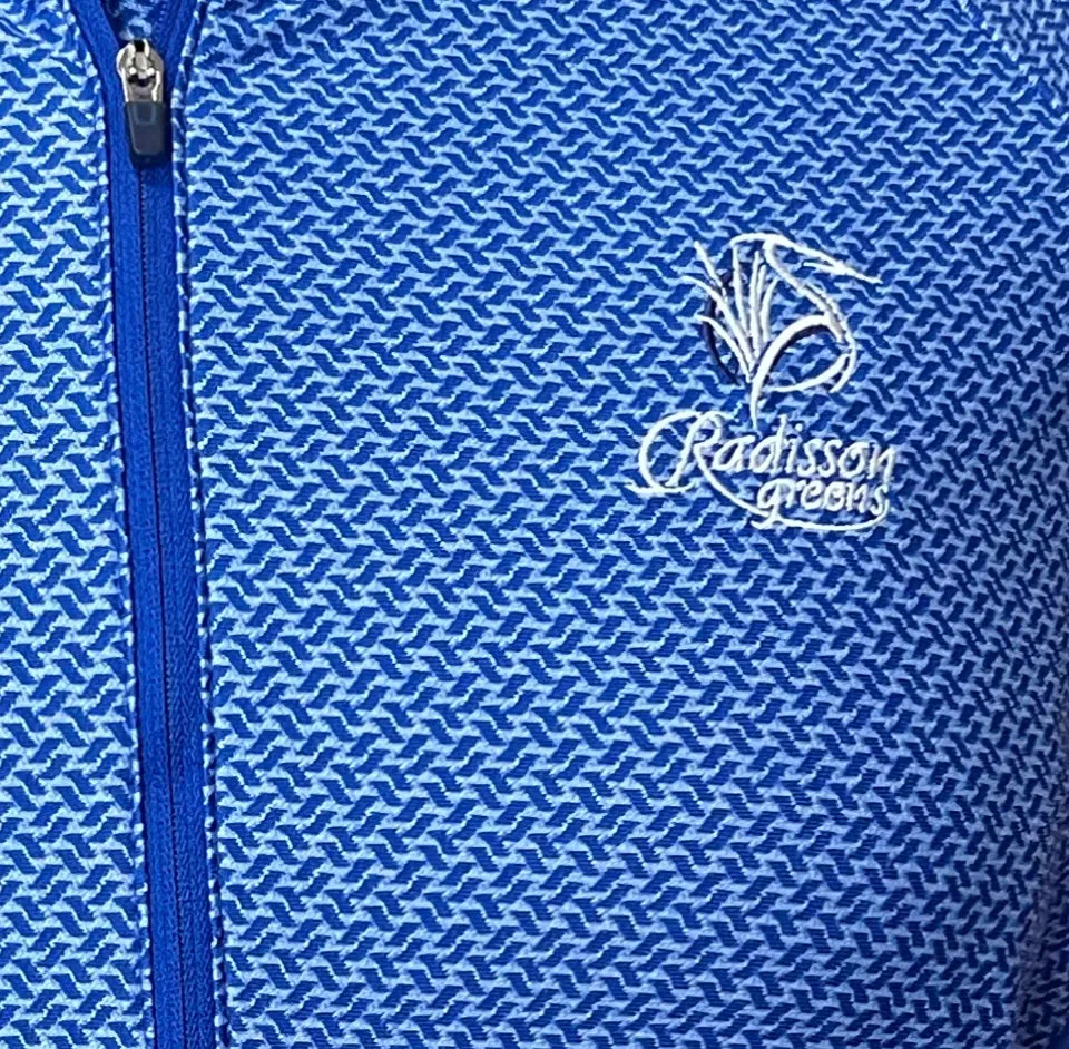 Antigua Royal Blue Print Half Zip Pullover with Logo Size XL MSP$75