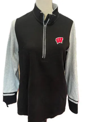 Antigua Women's Black & Gray Half-Zip Wisconsin Sweatshirt Pullover Size XL MSP$80