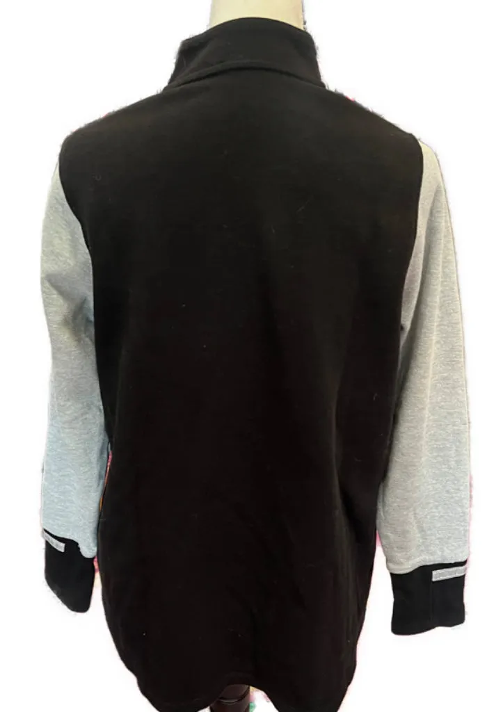 Antigua Women's Black & Gray Half-Zip Wisconsin Sweatshirt Pullover Size XL MSP$80