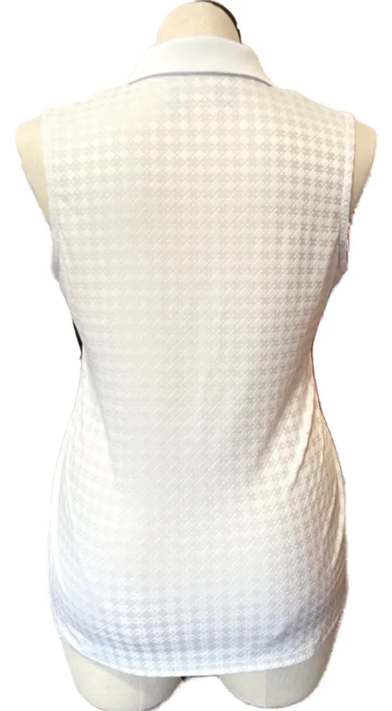 Antigua Women's White Textured Sleeveless Golf Polo w/ Logo Size L