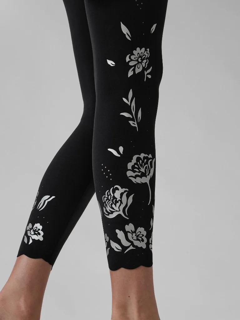 Athleta Black Elation Eyelet 7/8 Tight Legging. Size L  MSP$89