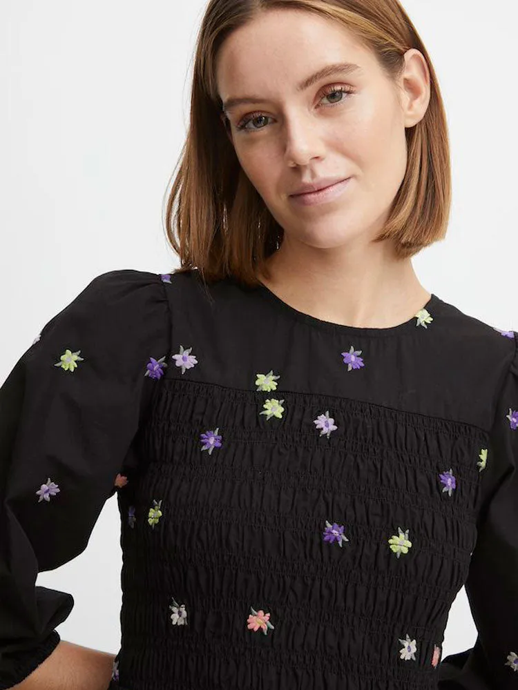 B Young ByHanla Embroidered Dress Black