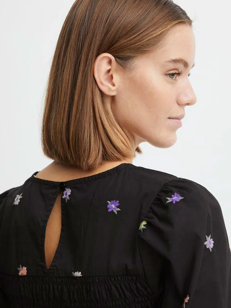 B Young ByHanla Embroidered Dress Black