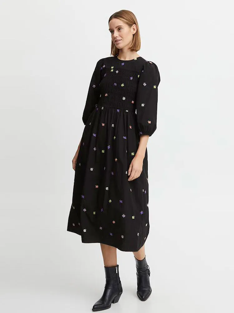 B Young ByHanla Embroidered Dress Black