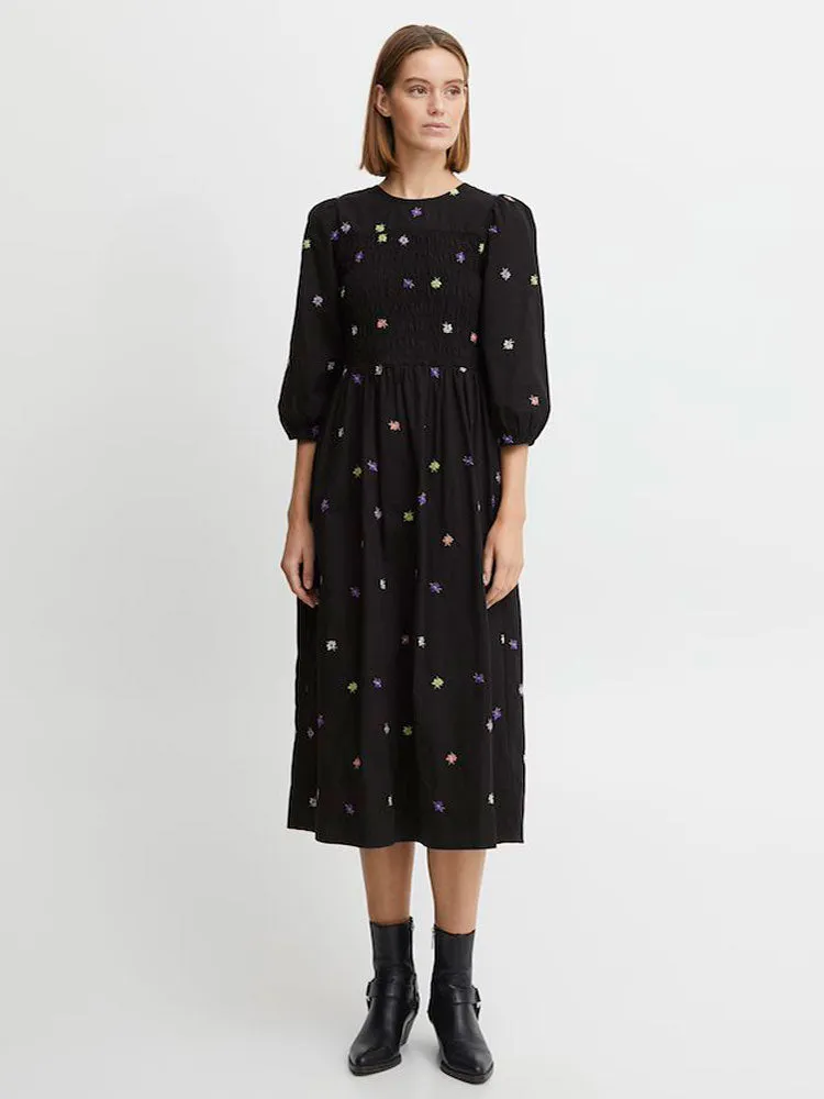 B Young ByHanla Embroidered Dress Black
