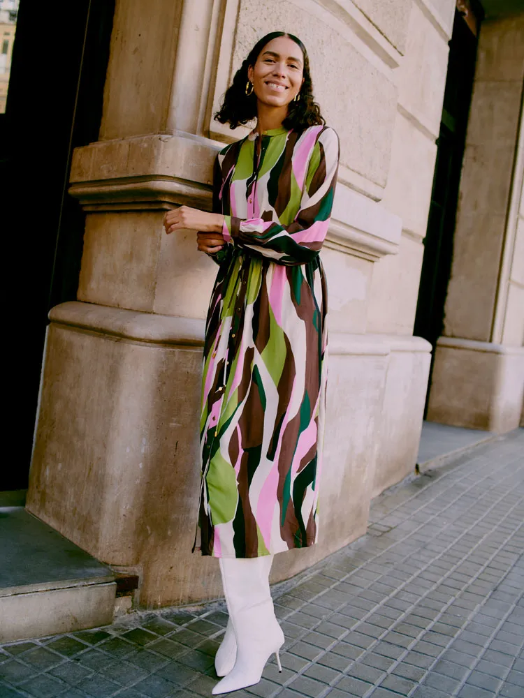 B Young ByHisha Long Dress Guacamole Mix
