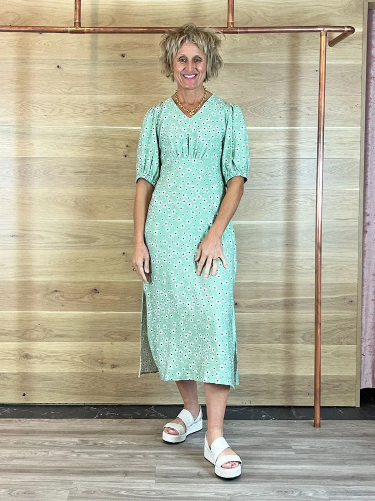 B Young ByIbano Long Dress Fair Green Flower
