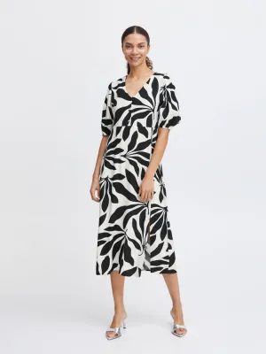 B Young ByJanina Dress Black Palms Mix