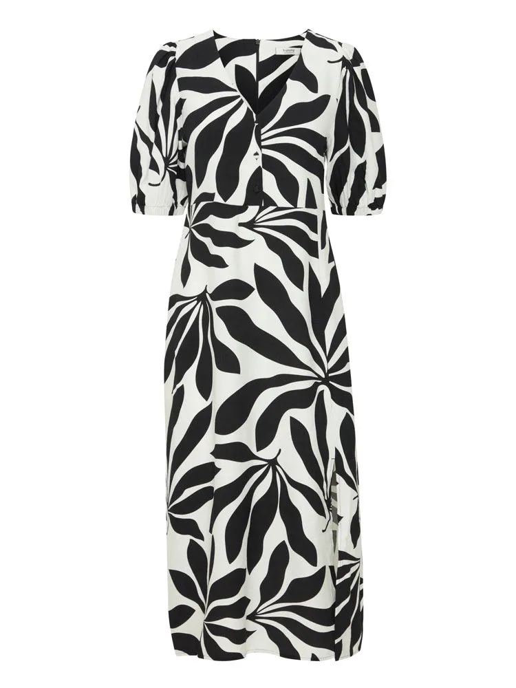 B Young ByJanina Dress Black Palms Mix
