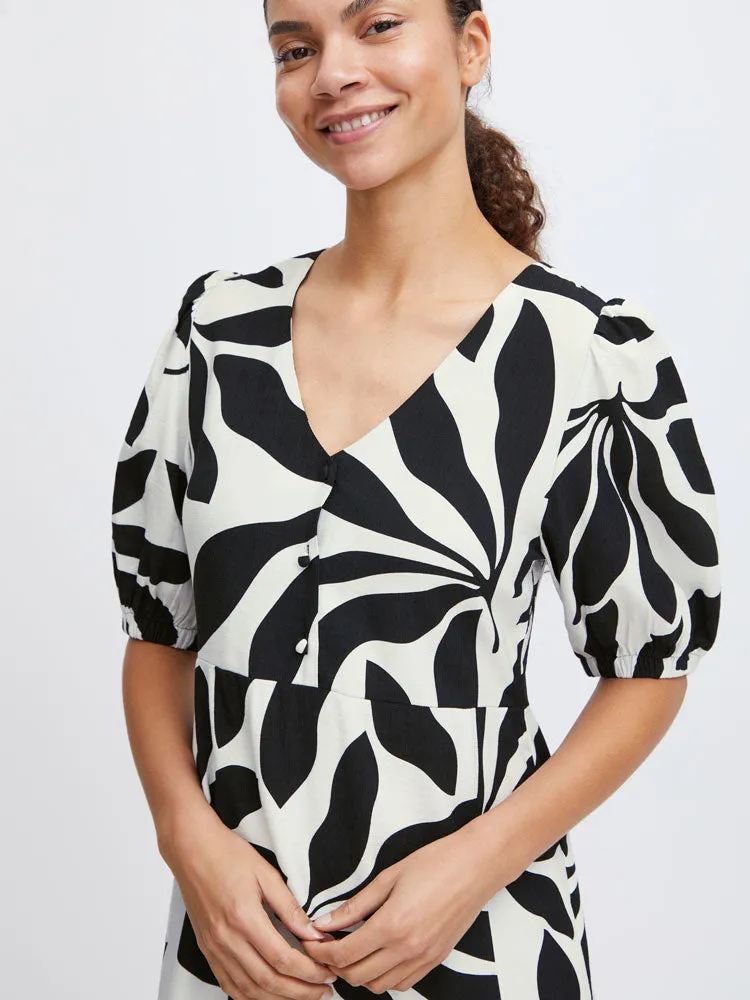 B Young ByJanina Dress Black Palms Mix