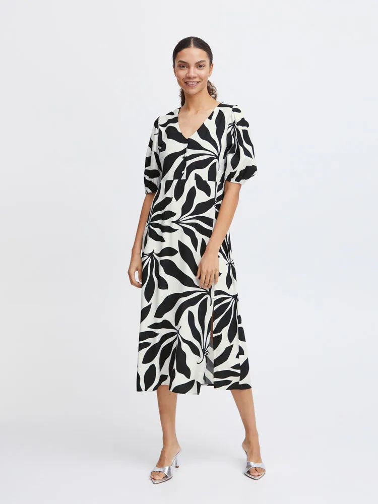 B Young ByJanina Dress Black Palms Mix