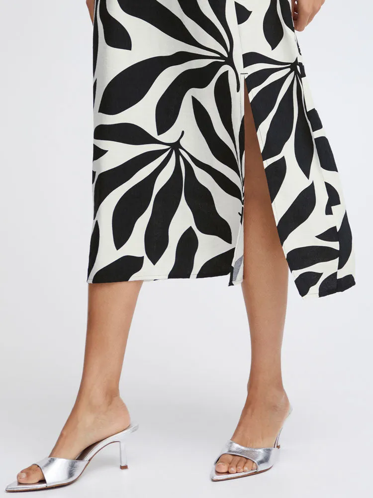 B Young ByJanina Dress Black Palms Mix