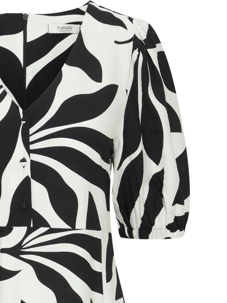 B Young ByJanina Dress Black Palms Mix