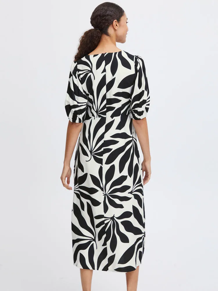 B Young ByJanina Dress Black Palms Mix