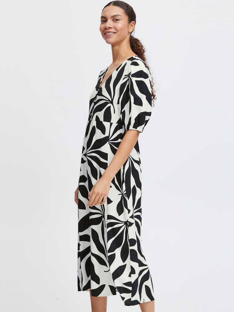 B Young ByJanina Dress Black Palms Mix