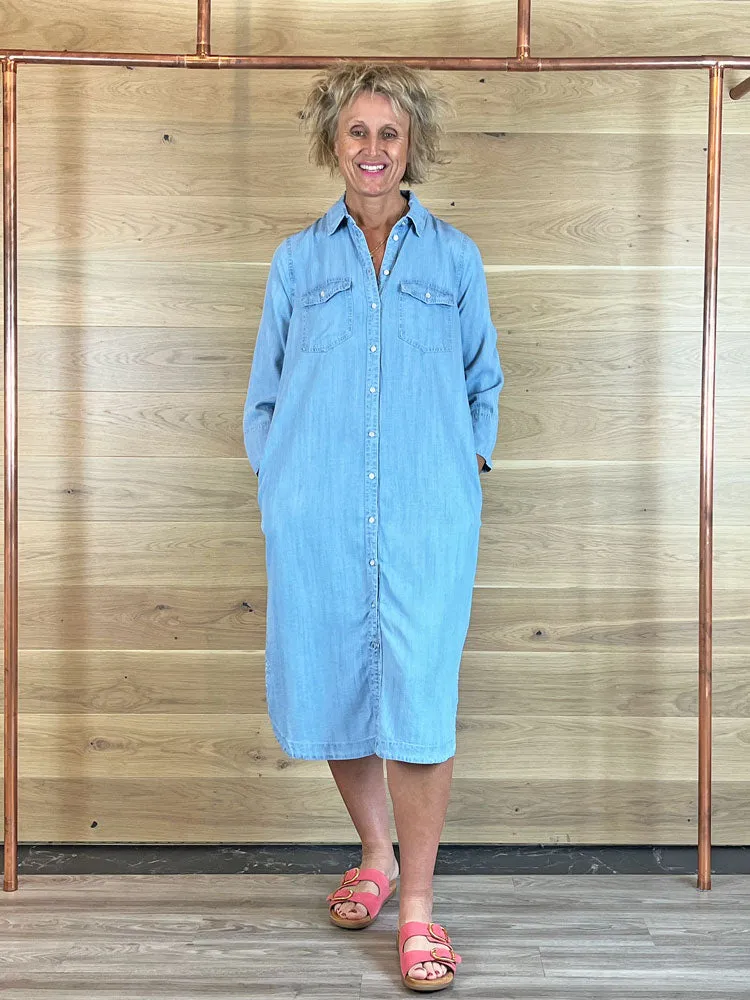 B Young ByLana Shirt Dress Light Blue Denim