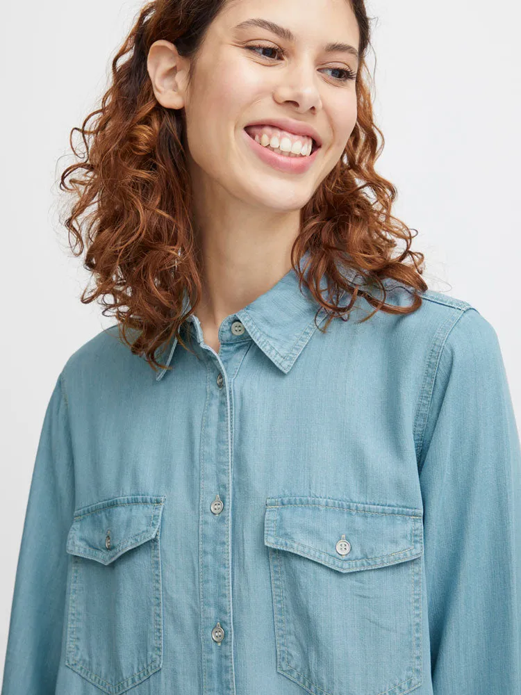 B Young ByLana Shirt Dress Light Blue Denim