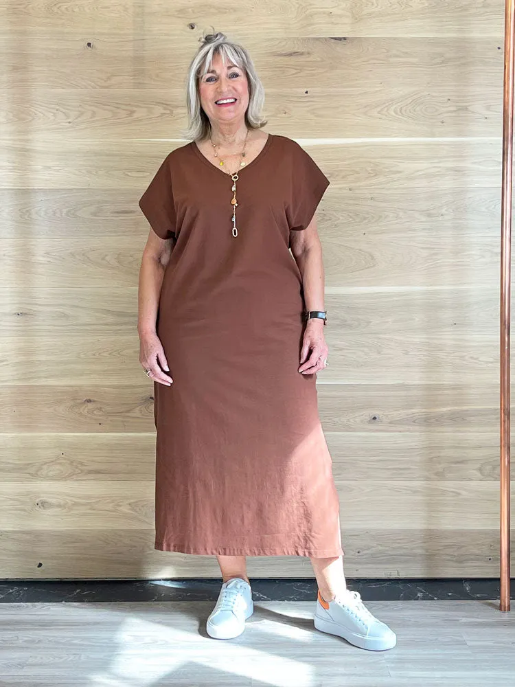 B Young ByPandinna V Long Dress Brown