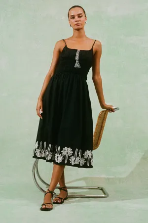 BAJA DRESS - BLACK IVORY PALM TREES Rails
