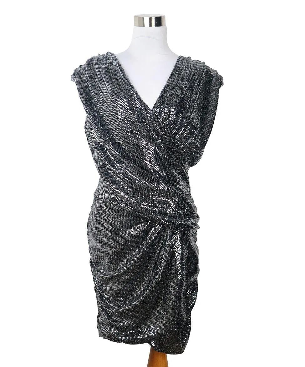 Balmain Black & Silver Sequin Dress sz 6