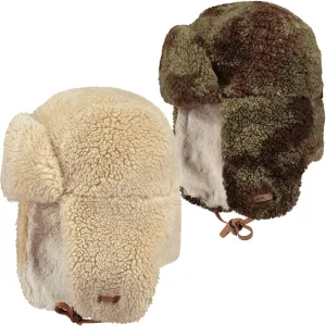 Barts Womens Lucerne Faux Fur Leather Strap Beanie Bomber Hat