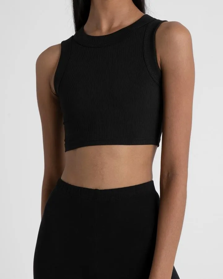 Bayse Brand WOMENS ELOUISE CREW CROP TANK - BLACK