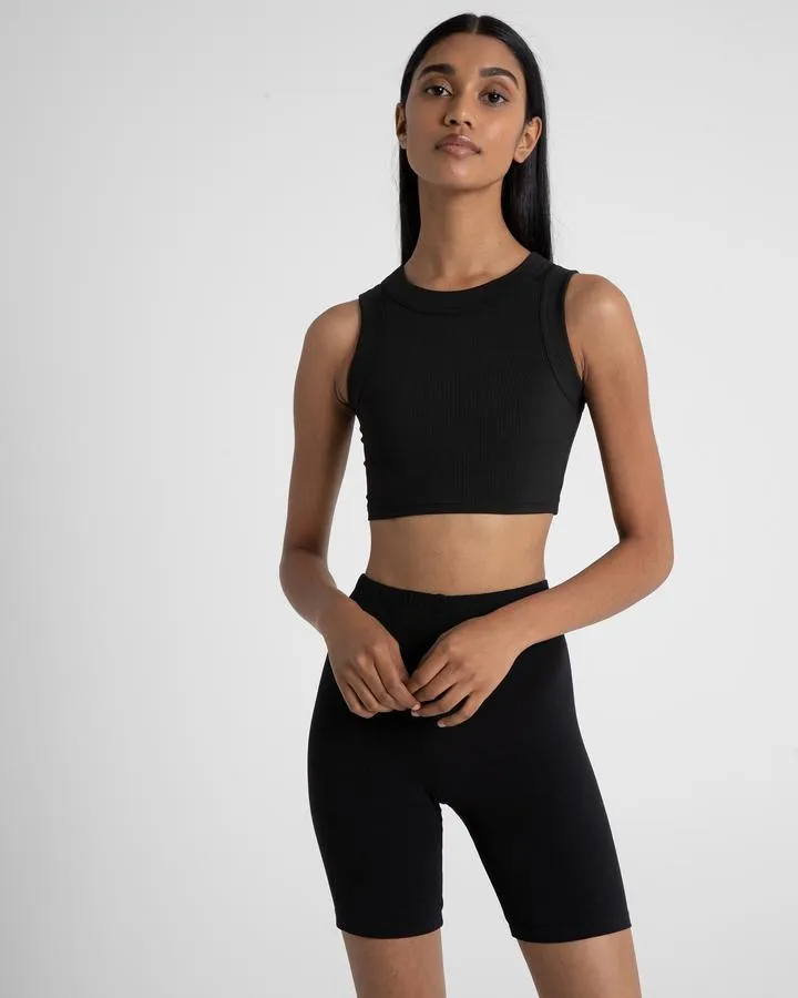 Bayse Brand WOMENS ELOUISE CREW CROP TANK - BLACK