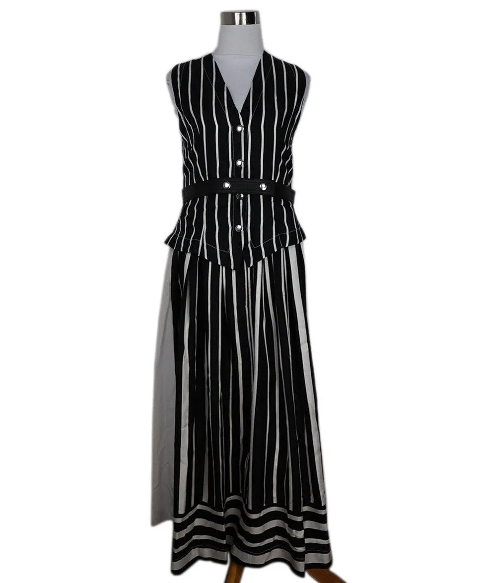 Beckham B&W Striped Silk Dress w/ Belt sz 6