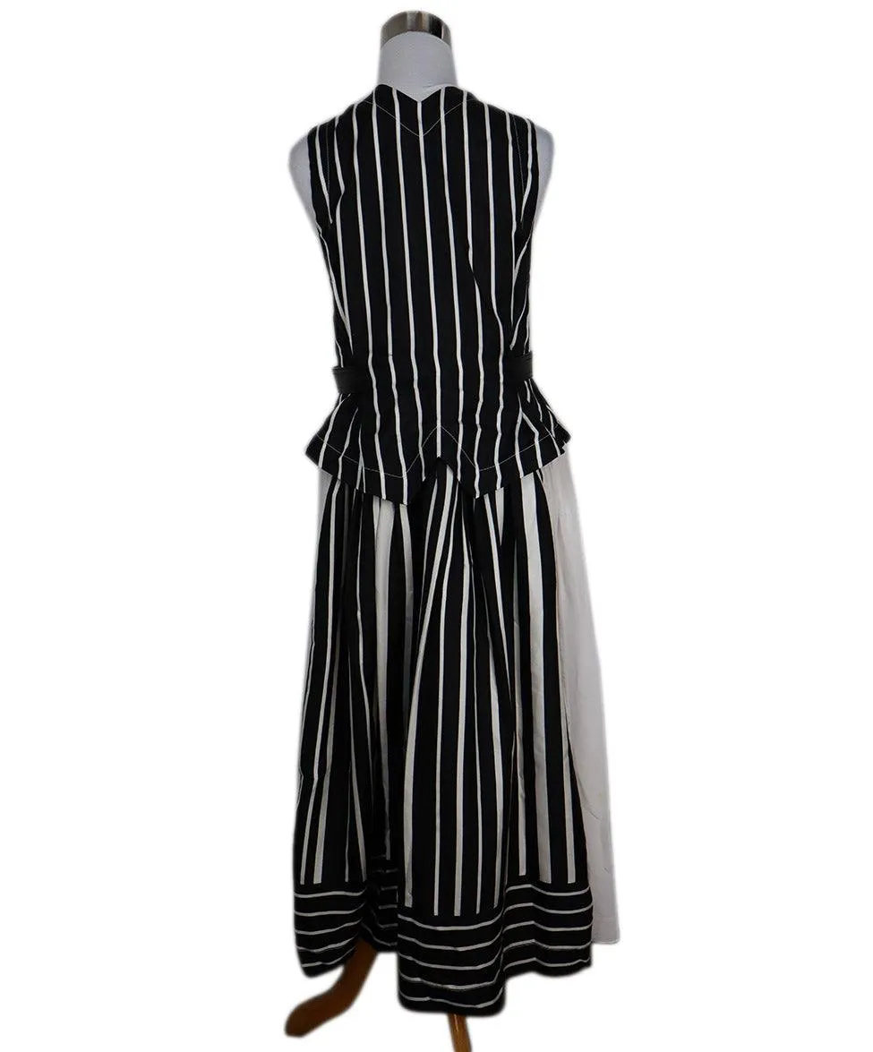 Beckham B&W Striped Silk Dress w/ Belt sz 6