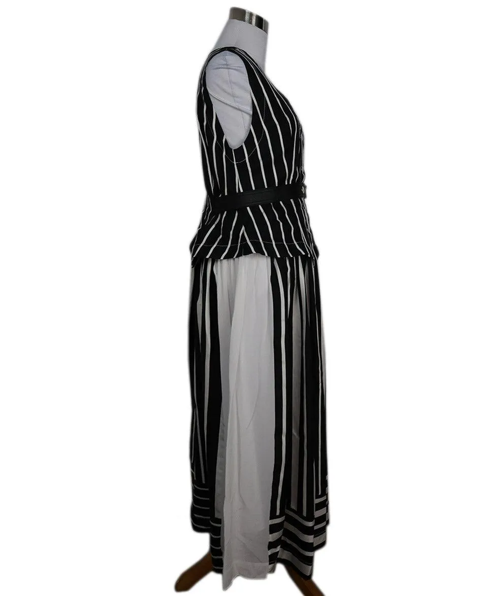 Beckham B&W Striped Silk Dress w/ Belt sz 6