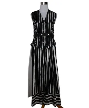 Beckham B&W Striped Silk Dress w/ Belt sz 6