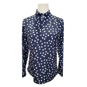 Belyn Key Navy & White Floral Patterned Women's Golf Pullover Size M