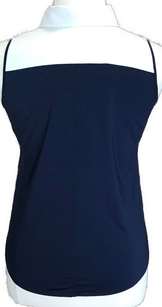 Belyn Key Navy & White Sleeveless Polo Size L