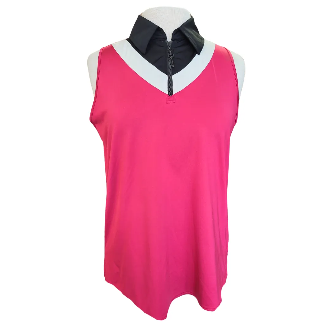 Belyn Key Raspberry Chevron Sleeveless Golf Polo Size M MSP$104