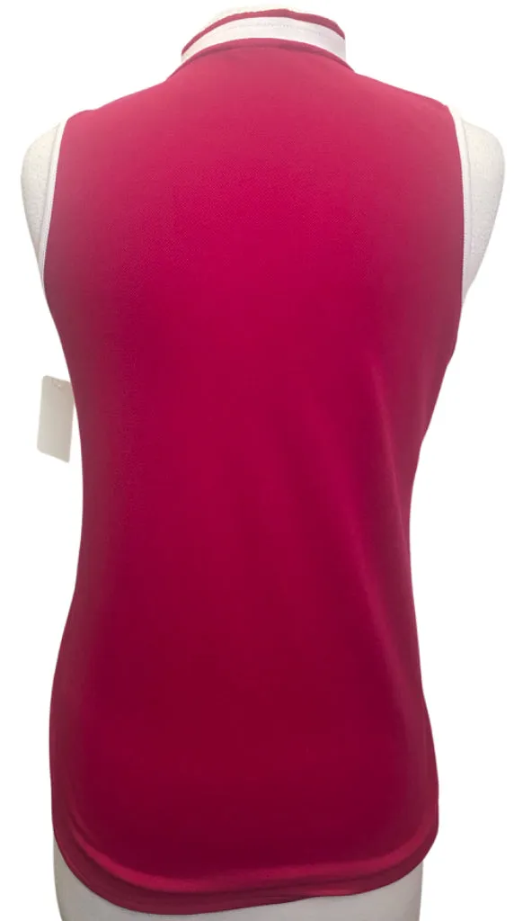Belyn Key Raspberry Sleeveless Zip Polo w/ White Accents & Logo Size S MSP$92
