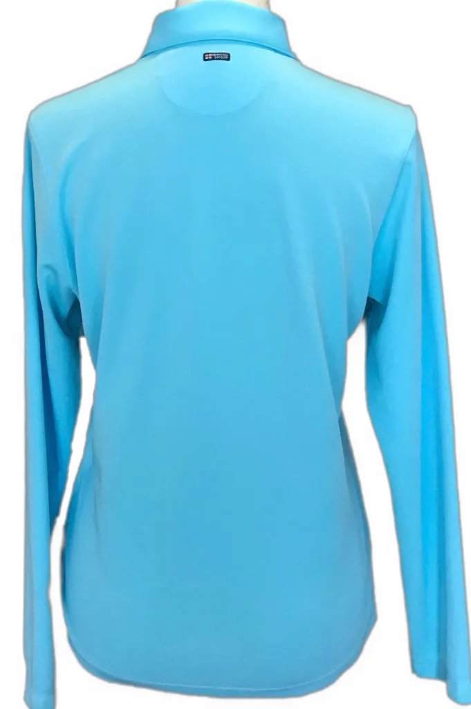 Bermuda Sands Aqua Long Sleeve Polo Size M
