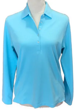 Bermuda Sands Aqua Long Sleeve Polo Size M