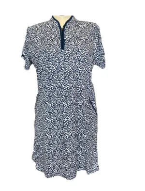 Bermuda Sands Navy Rose Patterned Short Sleeve Women's Golf Dress Size XL MSP$100