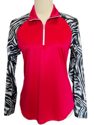 Bermuda Sands Ruby Women's Golf Pullover w/Zebra Accents Size S