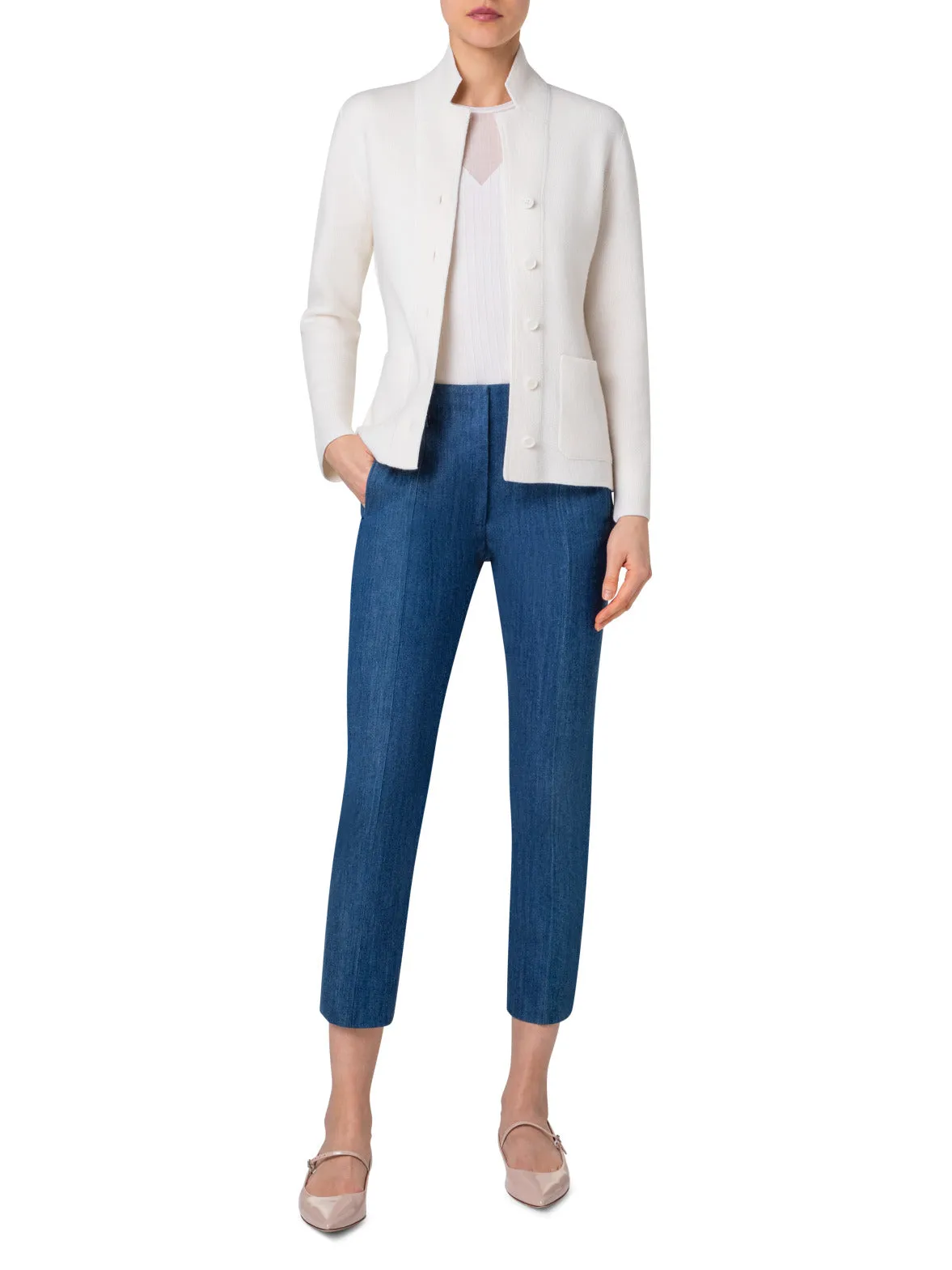 Blazer Style Cashmere Knit Cardigan Akris