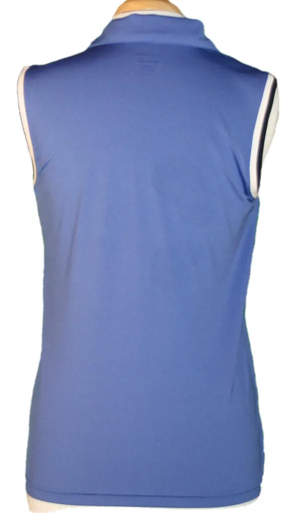 Blue V-neck Izod sleeveless polo with black & white trim Size M