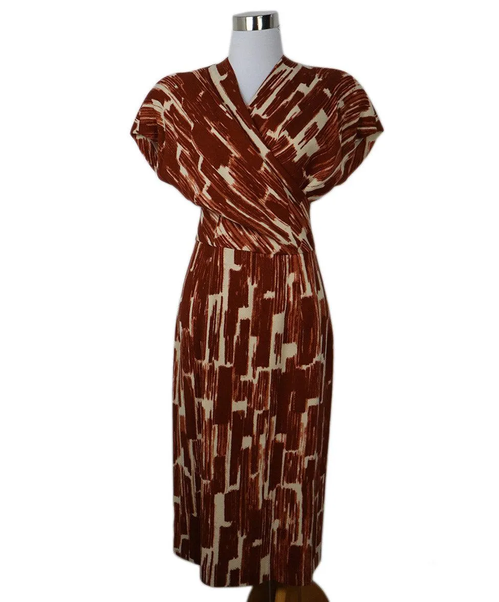 Bottega Veneta Rust & Ivory Print Dress sz 4