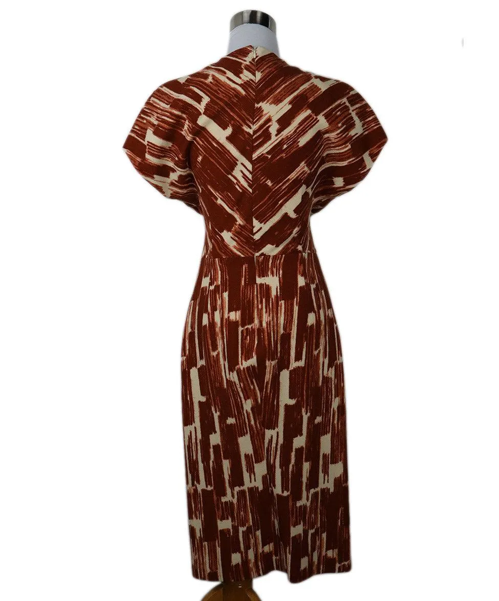 Bottega Veneta Rust & Ivory Print Dress sz 4