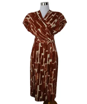 Bottega Veneta Rust & Ivory Print Dress sz 4