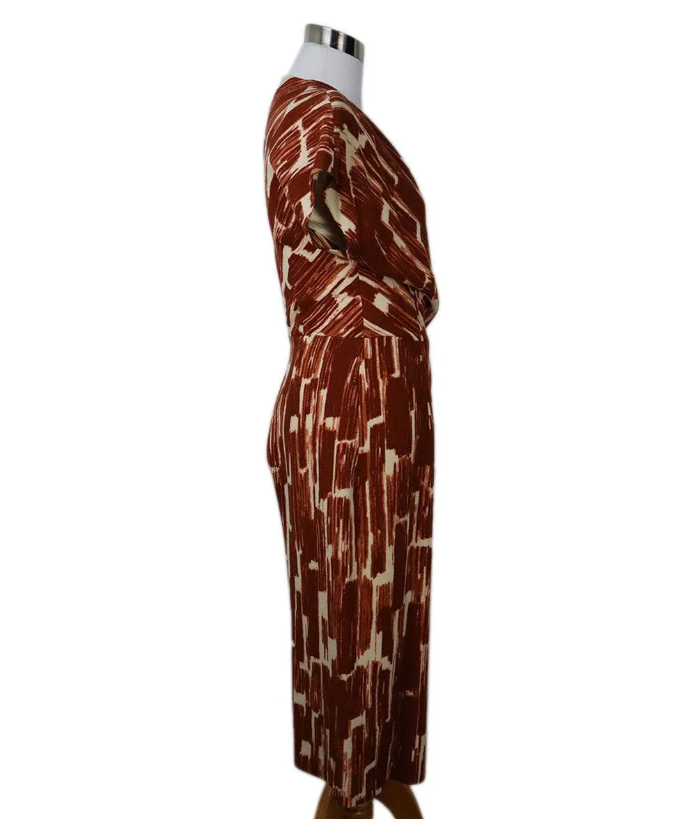 Bottega Veneta Rust & Ivory Print Dress sz 4