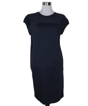 Brunello Cucinelli Blue Cotton Beaded Dress sz 12