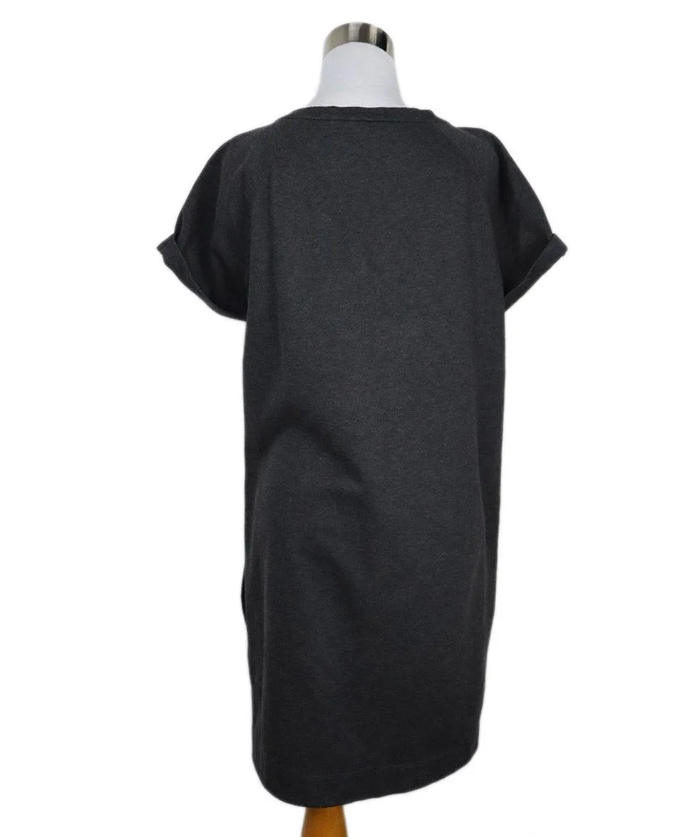 Brunello Cucinelli Charcoal Dress w/ Metallic Trim sz 6