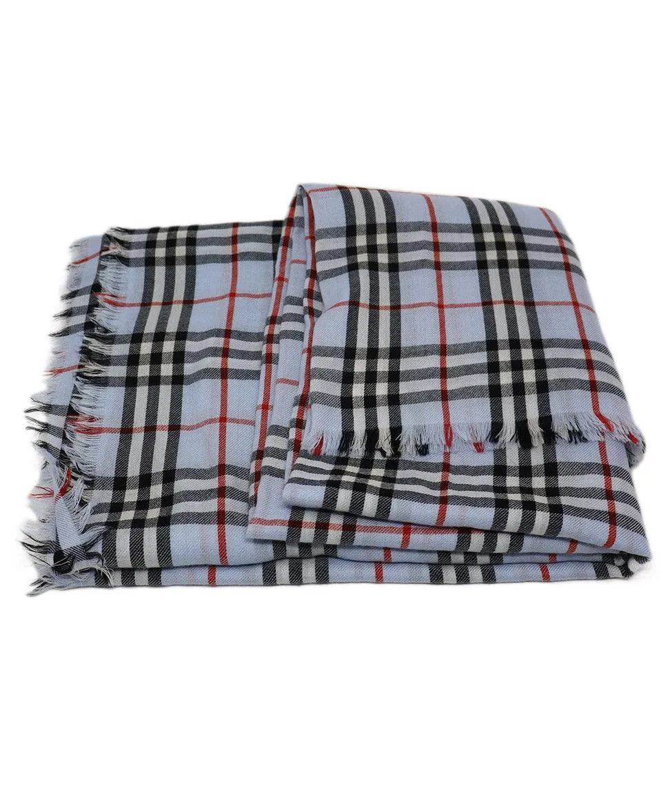 Burberry Blue Plaid Cashmere Shawl