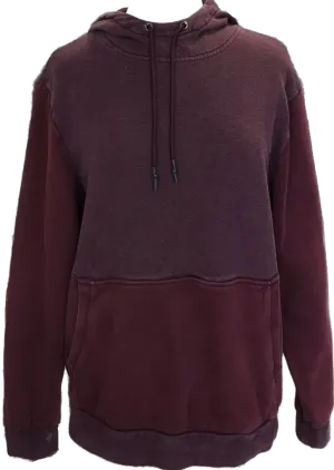 Burgundy Funnel Neck Fleece Pullover Hoodie Size M